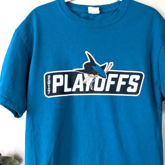 San Jose Sharks 2017 Playoffs NHL hockey Teal T-shirt medium - Picture 2 of 6